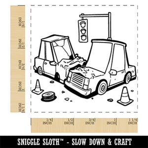 Car Accident Traffic Wreck Square Rubber Stamp for Stamping Crafting