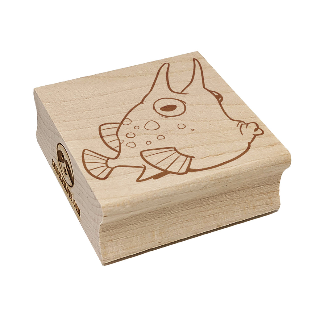 Cartoon Longhorn Cowfish Square Rubber Stamp for Stamping Crafting