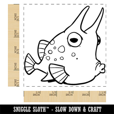 Cartoon Longhorn Cowfish Square Rubber Stamp for Stamping Crafting