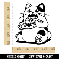 Cat Eating Sushi with Chopsticks Square Rubber Stamp for Stamping Crafting