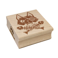 Cat Jolly Roger Fish Bones Pirate Square Rubber Stamp for Stamping Crafting