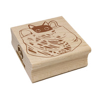 Cat Sitting In Plastic Bag Square Rubber Stamp for Stamping Crafting