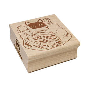 Cat Sitting In Plastic Bag Square Rubber Stamp for Stamping Crafting
