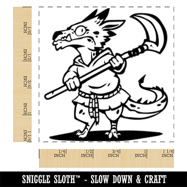 Cautious Kobold Dragon Creature Dungeon Square Rubber Stamp for Stamping Crafting