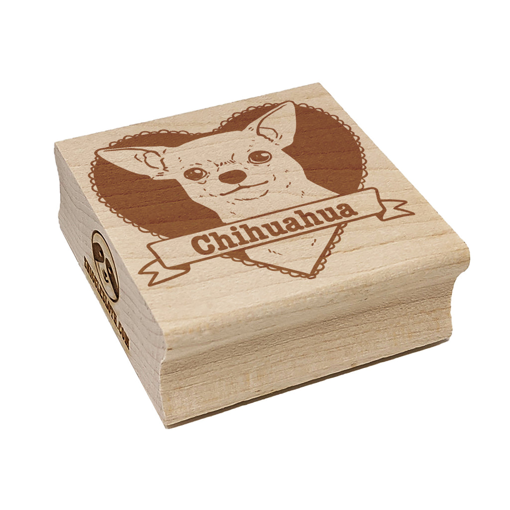 Chihuahua Dog Heart Square Rubber Stamp for Stamping Crafting