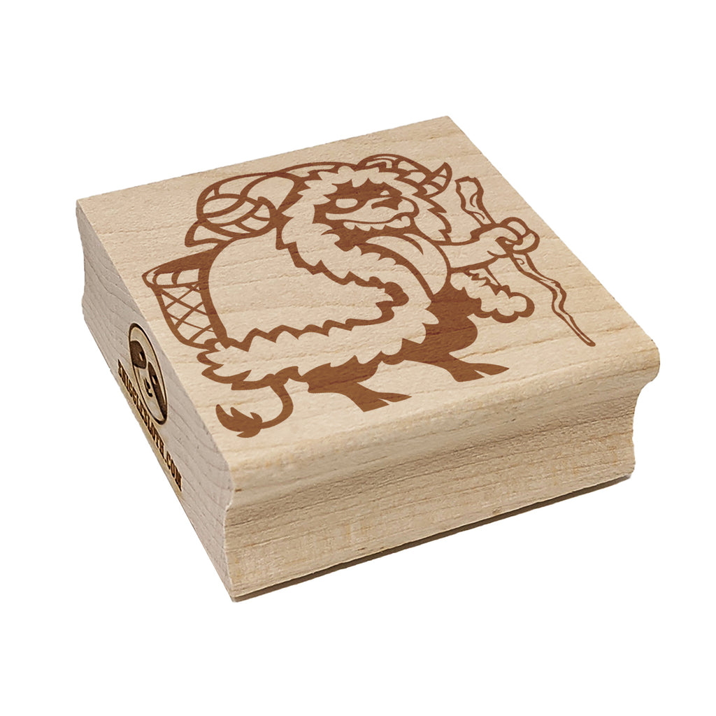 Cloaked Krampus Christmas Demon Square Rubber Stamp for Stamping Crafting