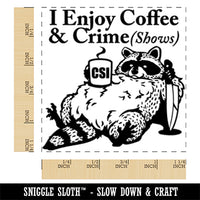 Coffee and Crime Shows Raccoon Knife Square Rubber Stamp for Stamping Crafting