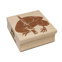 Crow Bird with Switchblade Knife Square Rubber Stamp for Stamping Crafting