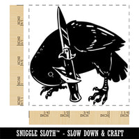 Crow Bird with Switchblade Knife Square Rubber Stamp for Stamping Crafting