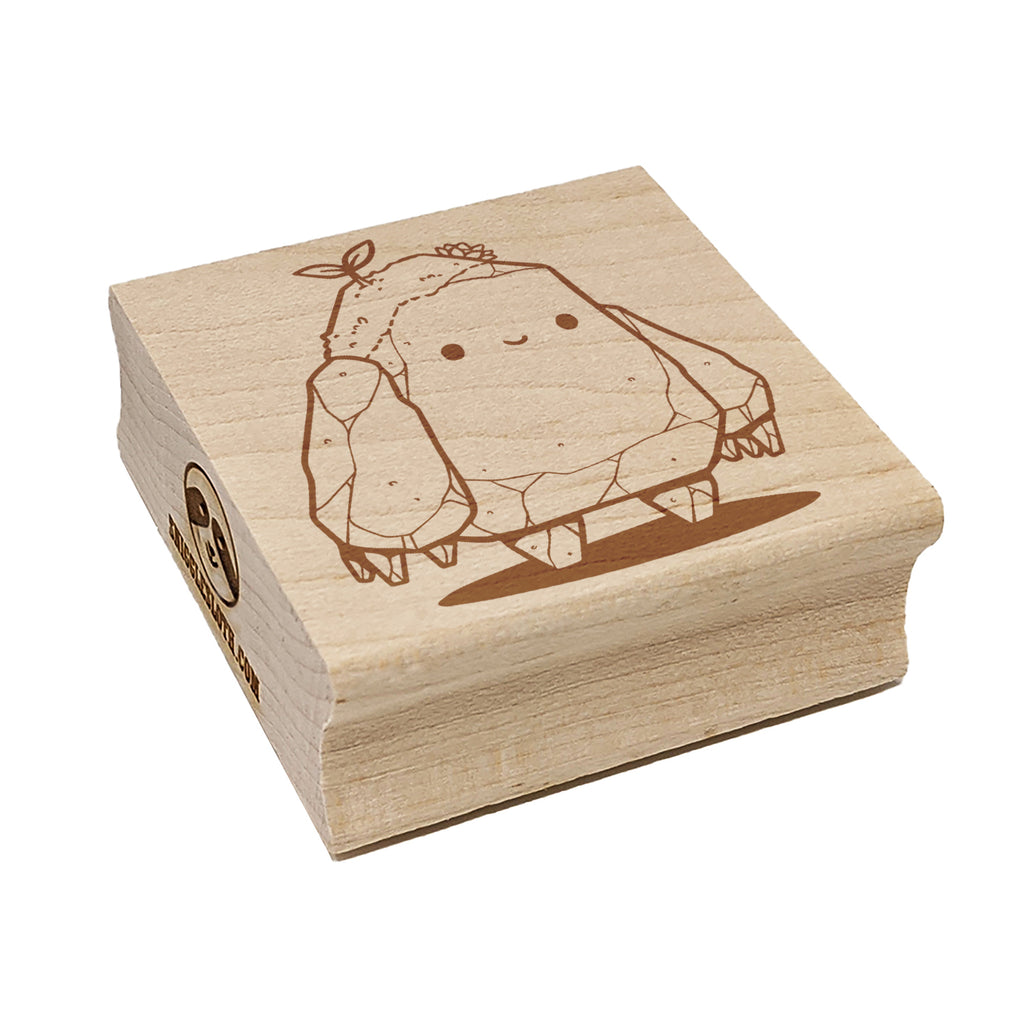 Cute Stone Golem Rocks Square Rubber Stamp for Stamping Crafting