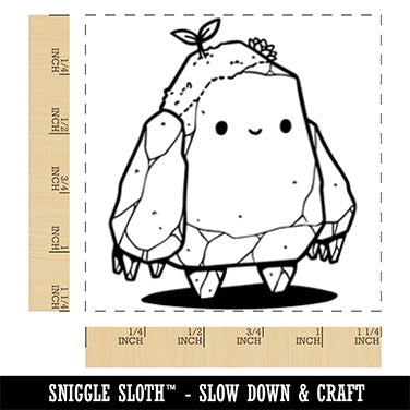 Cute Stone Golem Rocks Square Rubber Stamp for Stamping Crafting