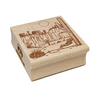 Desert Mesa Scene Cactus Cliffs Square Rubber Stamp for Stamping Crafting