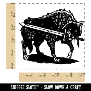 Dire Wolf with Sword Scary Square Rubber Stamp for Stamping Crafting