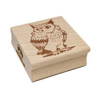 Distinguished Great Horned Owl Cartoon Square Rubber Stamp for Stamping Crafting