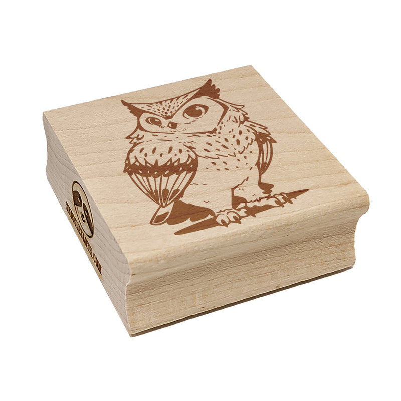 Distinguished Great Horned Owl Cartoon Square Rubber Stamp for Stamping Crafting