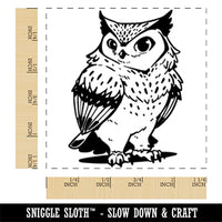 Distinguished Great Horned Owl Cartoon Square Rubber Stamp for Stamping Crafting