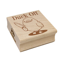 Duck Off Duckling with Knife Square Rubber Stamp for Stamping Crafting