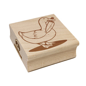 Duck with Kitchen Knife Square Rubber Stamp for Stamping Crafting