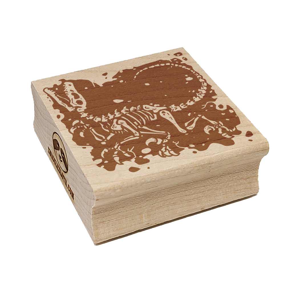 Excavated Raptor Skeleton Dinosaur Fossil Square Rubber Stamp for Stamping Crafting