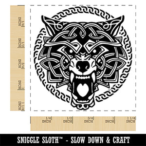 Fenrir Norse Viking Wolf with Chains Square Rubber Stamp for Stamping Crafting