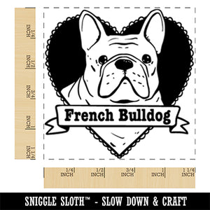 French Bulldog Dog Heart Square Rubber Stamp for Stamping Crafting