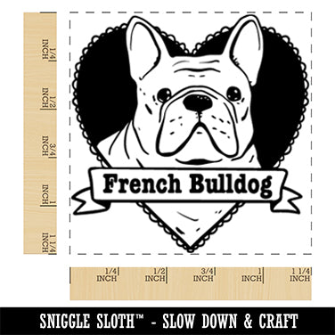 French Bulldog Dog Heart Square Rubber Stamp for Stamping Crafting