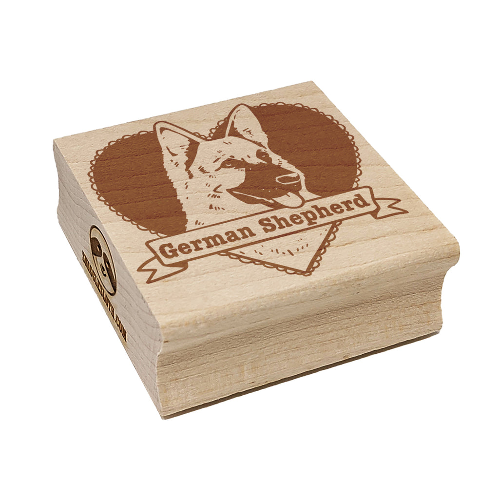 German Shepherd Dog Heart Square Rubber Stamp for Stamping Crafting