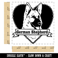 German Shepherd Dog Heart Square Rubber Stamp for Stamping Crafting
