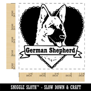 German Shepherd Dog Heart Square Rubber Stamp for Stamping Crafting