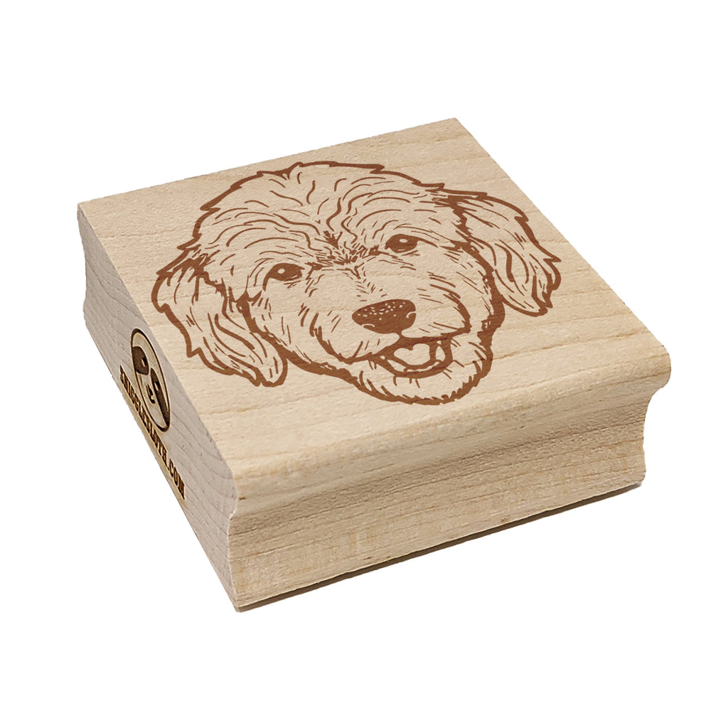Golden Labradoodle Dog Head Square Rubber Stamp for Stamping Crafting