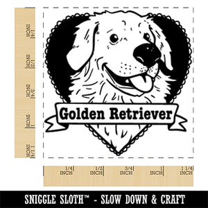 Golden Retriever Dog Heart Square Rubber Stamp for Stamping Crafting