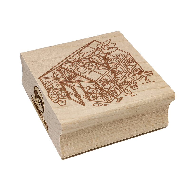 Greenhouse with Plants Garden Square Rubber Stamp for Stamping Crafting