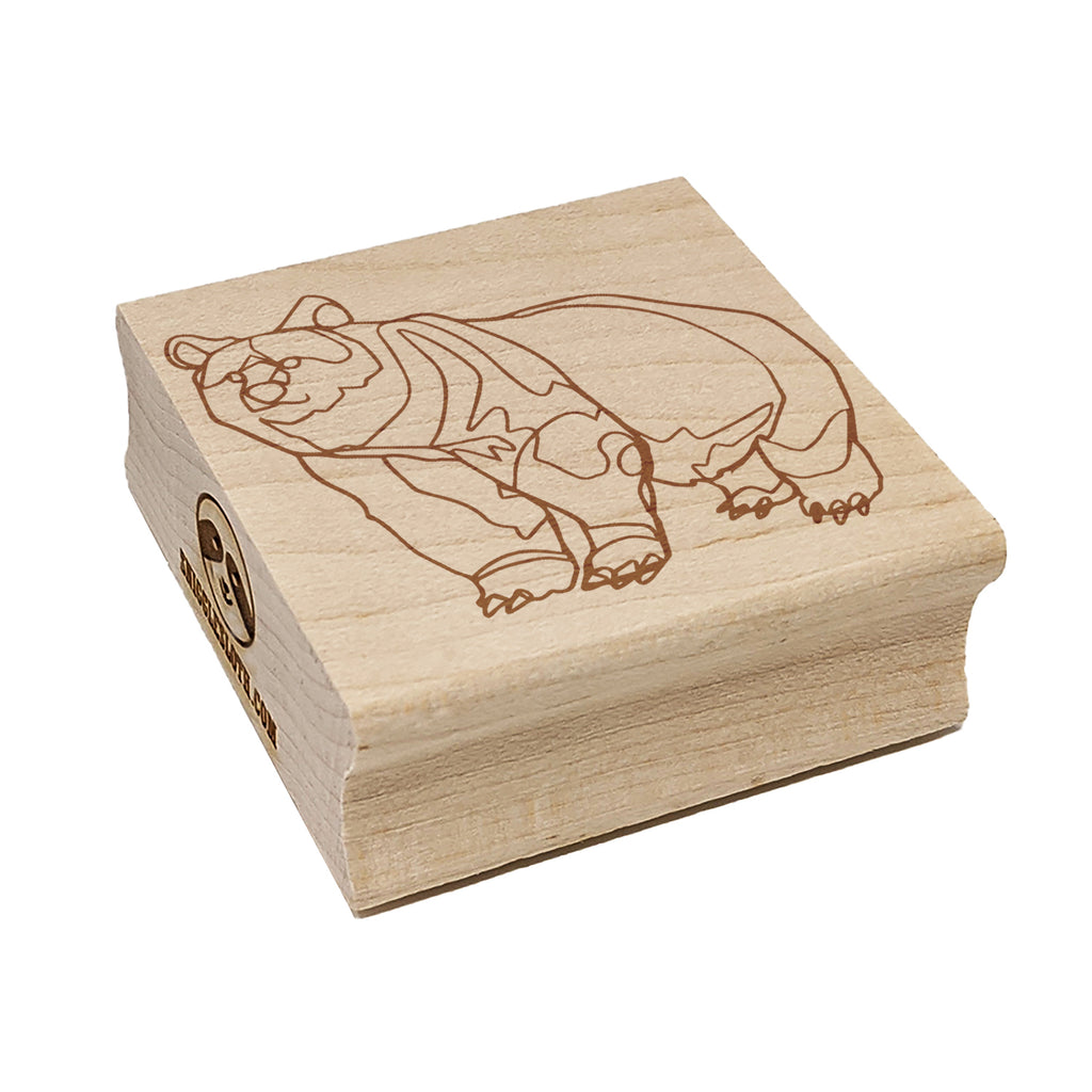 Grizzly Bear Artsy Contour Line Square Rubber Stamp for Stamping Crafting
