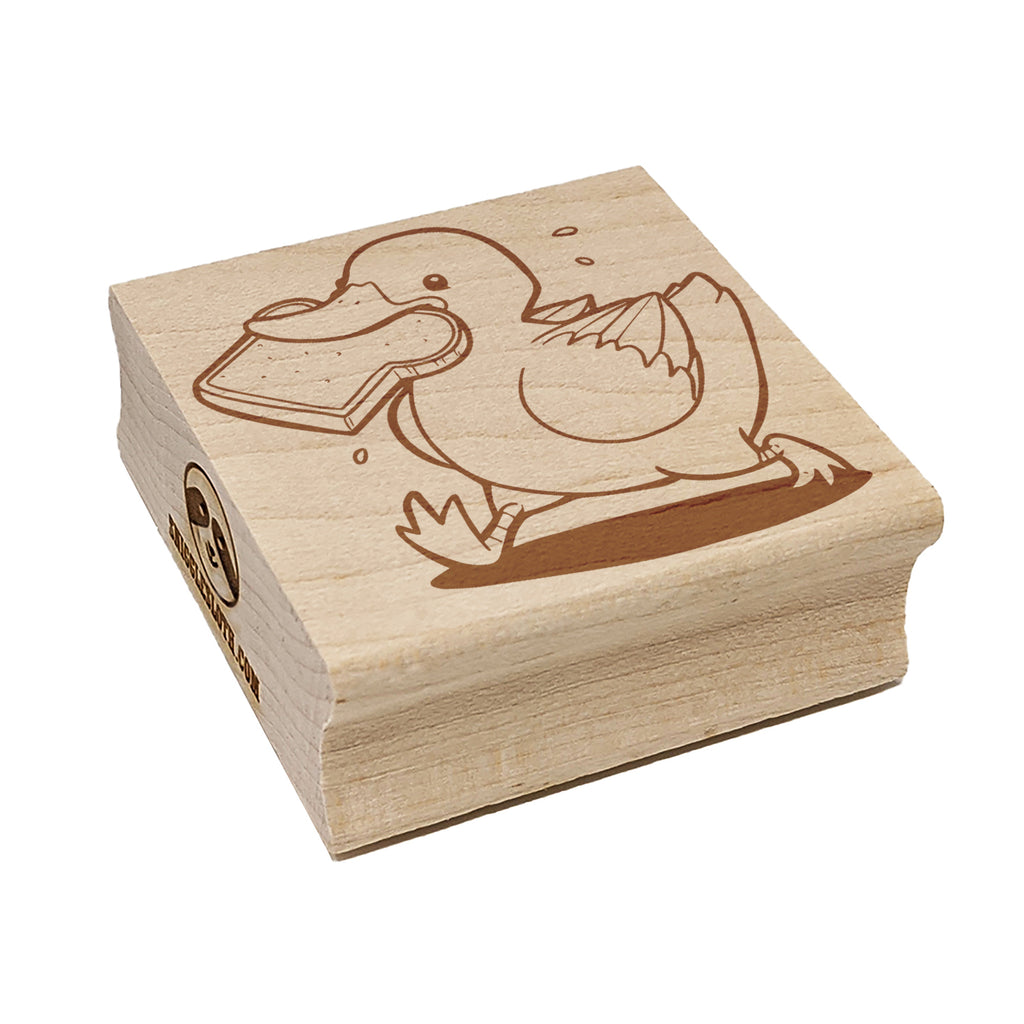 Happy Duck with Sliced Bread Square Rubber Stamp for Stamping Crafting