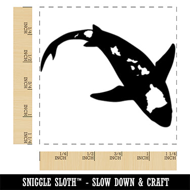 Hawaii Islands Map on Shark Square Rubber Stamp for Stamping Crafting