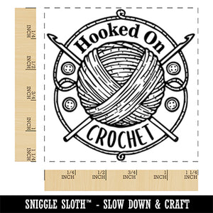 Hooked On Crochet Hooks Yarn Square Rubber Stamp for Stamping Crafting