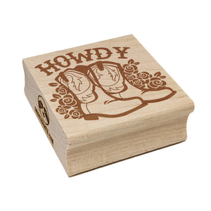 Howdy Cowboy Boots Square Rubber Stamp for Stamping Crafting