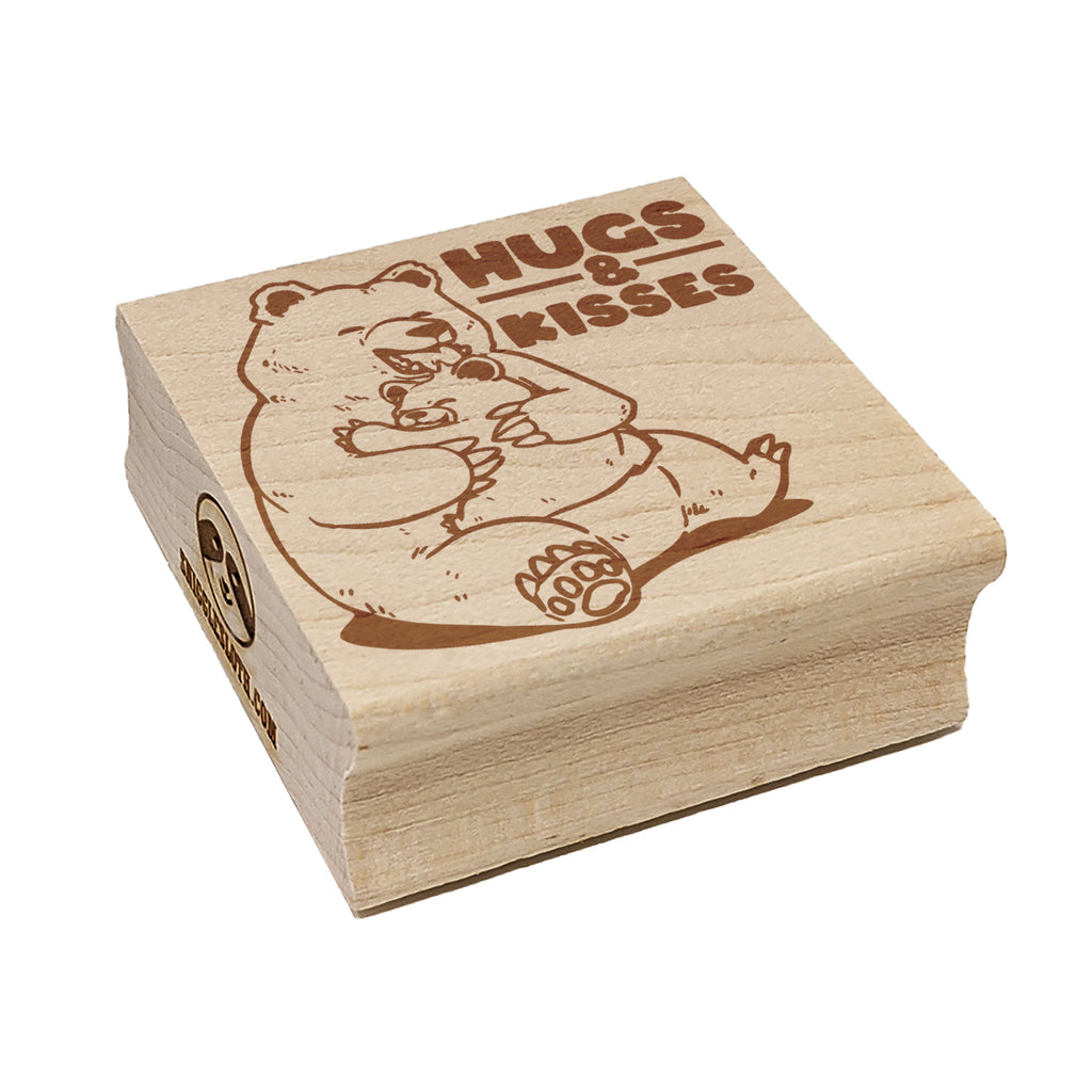 Hugs and Kisses Bear with Baby Square Rubber Stamp for Stamping Crafting