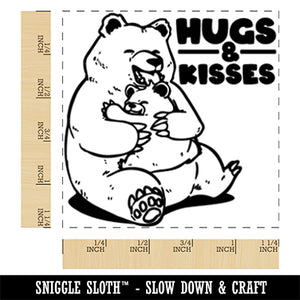 Hugs and Kisses Bear with Baby Square Rubber Stamp for Stamping Crafting