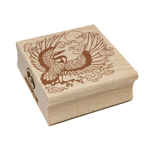 Japanese Chinese Crane and Sun Square Rubber Stamp for Stamping Crafting