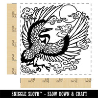 Japanese Chinese Crane and Sun Square Rubber Stamp for Stamping Crafting