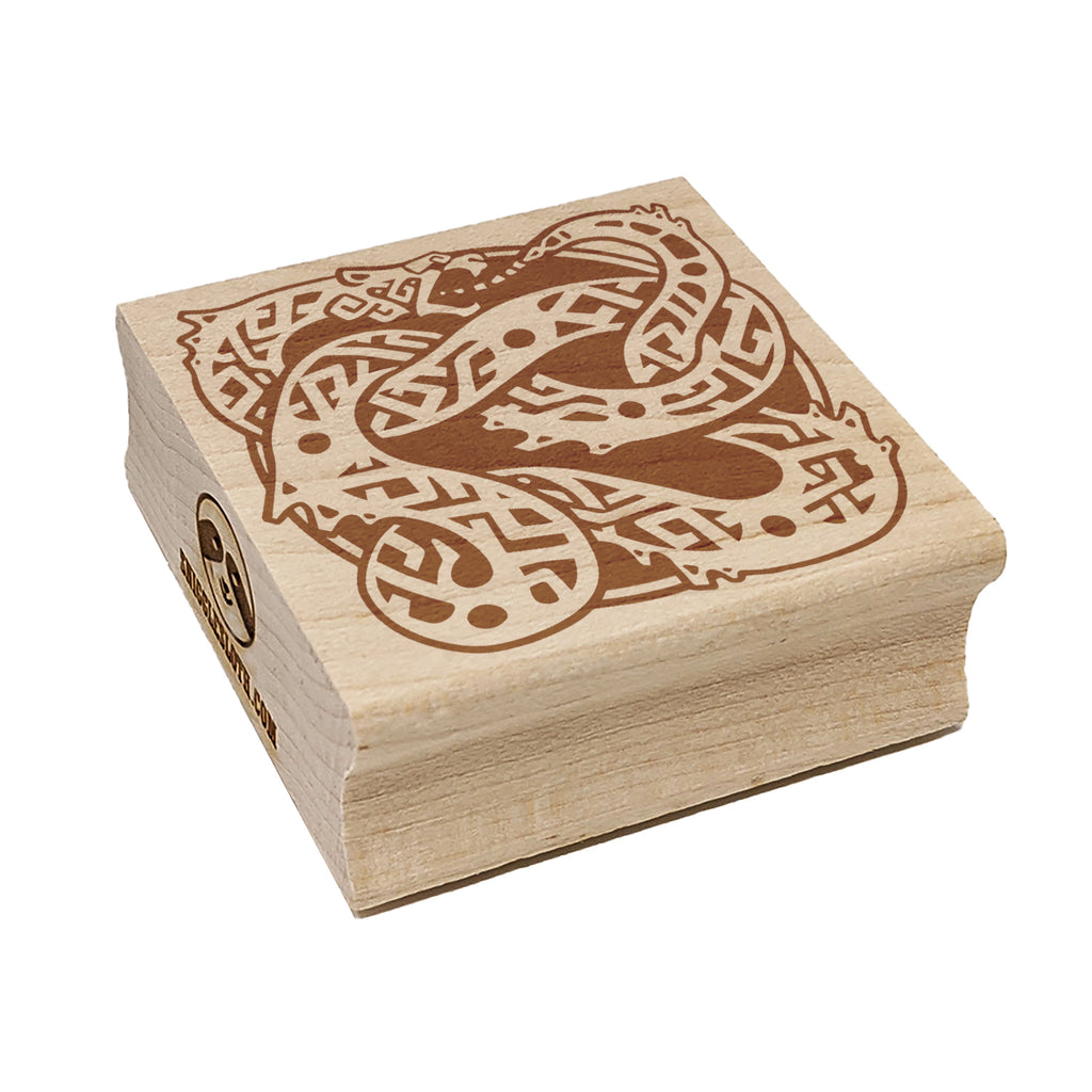 Jormungandr World Serpent Snake Ragnarok Square Rubber Stamp for Stamping Crafting