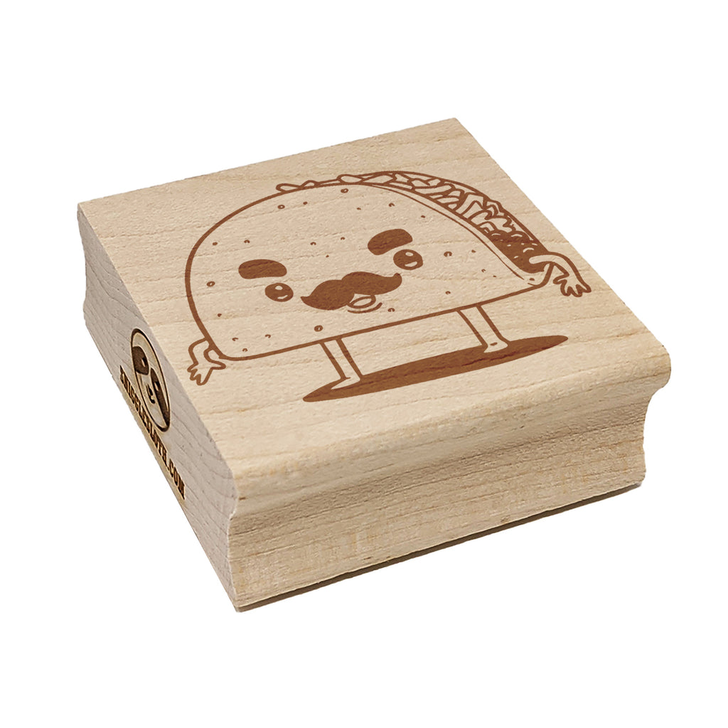 Kawaii Cute Mustache Taco Square Rubber Stamp for Stamping Crafting