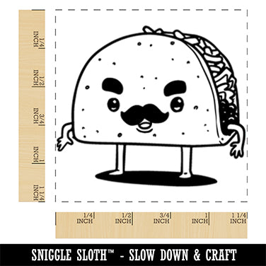 Kawaii Cute Mustache Taco Square Rubber Stamp for Stamping Crafting