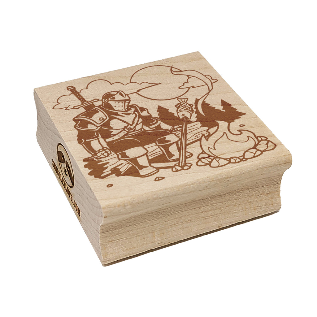 Knight Warrior Long Rest Camp Square Rubber Stamp for Stamping Crafting