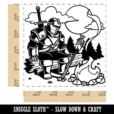 Knight Warrior Long Rest Camp Square Rubber Stamp for Stamping Crafting