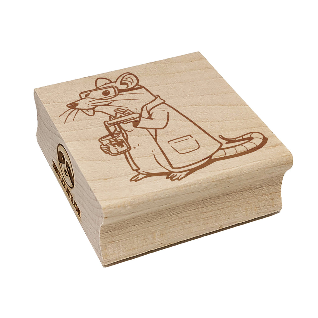 Lab Rat Science Rodent Square Rubber Stamp for Stamping Crafting