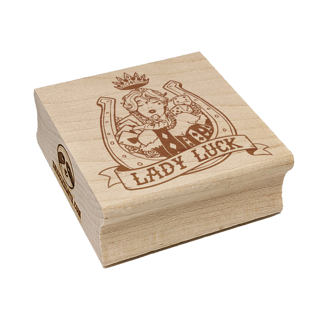 Lady Luck Horseshoe Dice Cards Square Rubber Stamp for Stamping Crafting