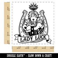 Lady Luck Horseshoe Dice Cards Square Rubber Stamp for Stamping Crafting