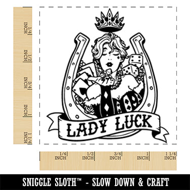 Lady Luck Horseshoe Dice Cards Square Rubber Stamp for Stamping Crafting